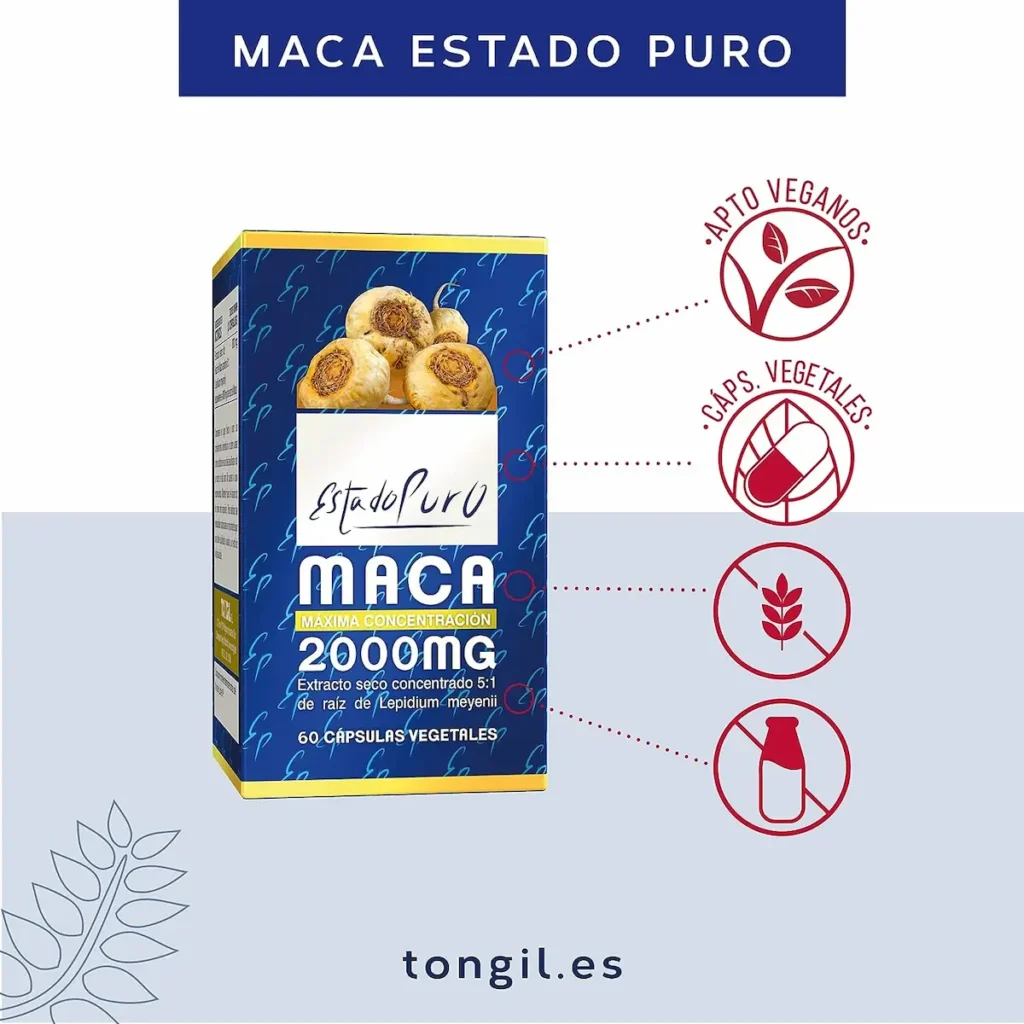 Maca andina Estado puro 2000 mg en 60 Cápsulas
